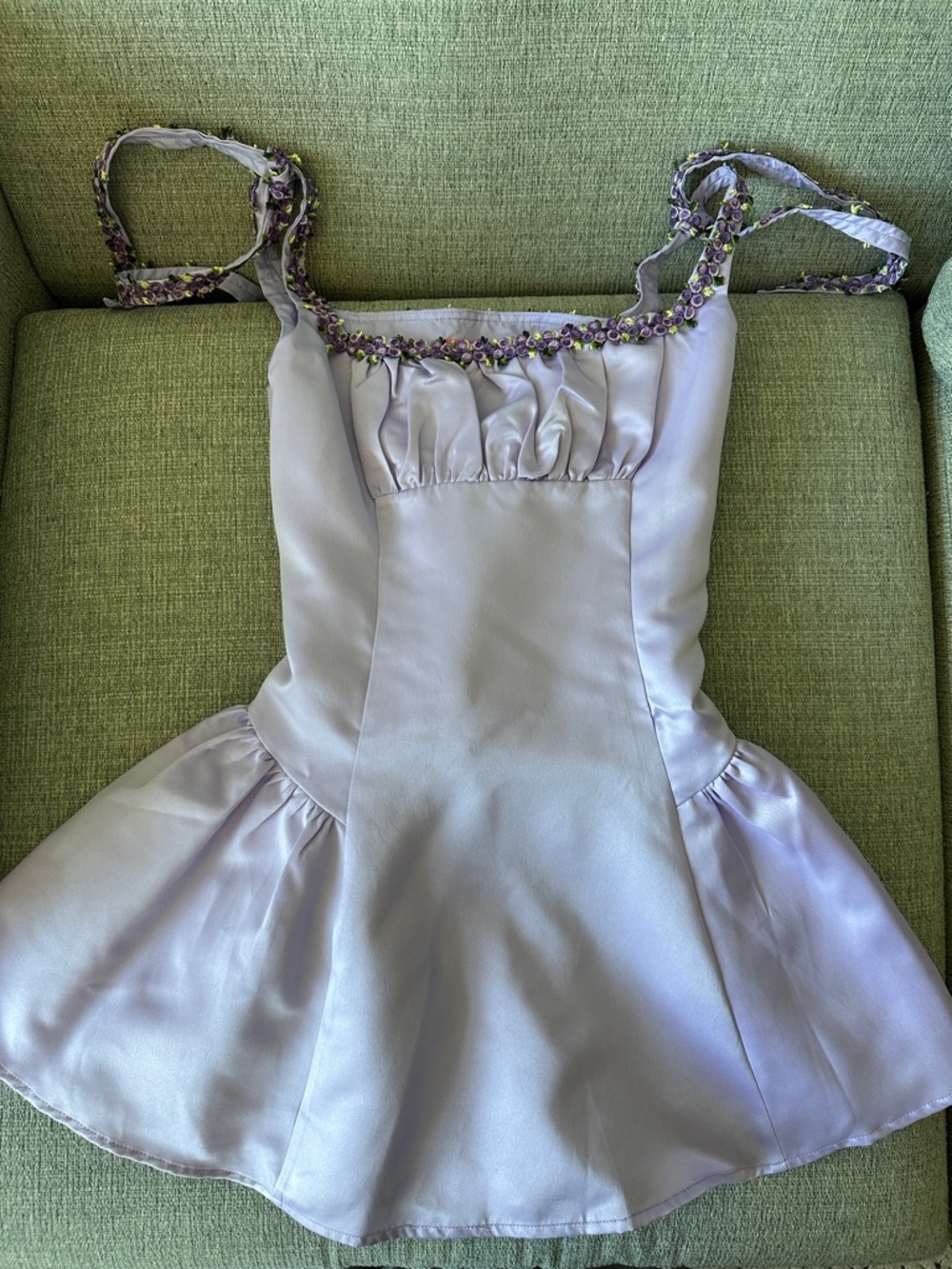 Lilac Girl's Satin Dance Costume Dress